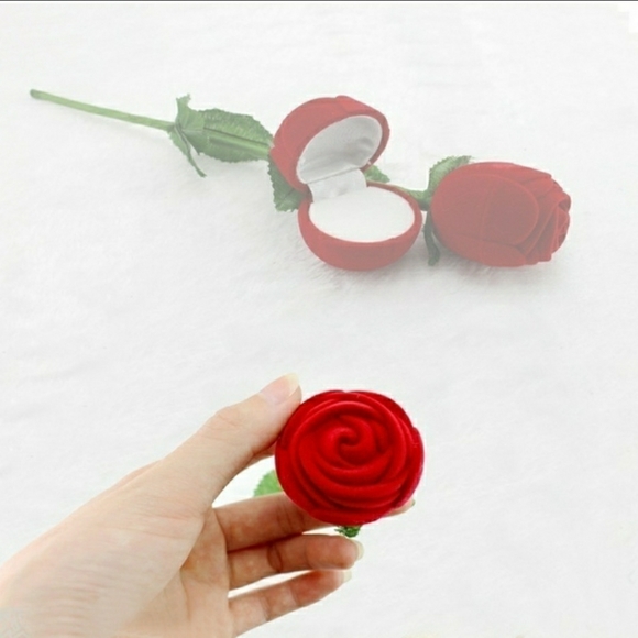 NEW QTY 2!! Rose Ring Box Holder Long Stem Romantic Lovely Ring Engagement - Picture 6 of 12